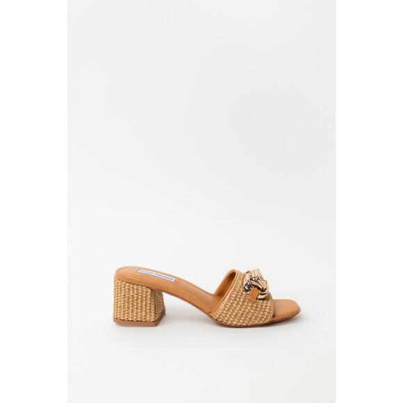 Steve Madden Santana Raffia Block Heels Mules Sandals 8 - Picture 4 of 6